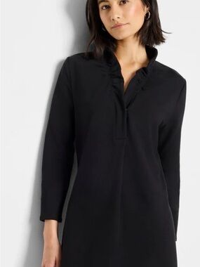 NIC+ZOE NWT Black Long-Sleeve Ruffle-Trim Dress